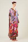Shop_Rajdeep Ranawat_Multi Color Silk Embroidery V-neck Kaliza Floral Pattern Kaftan _Online_at_Aza_Fashions