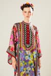 Shop_Rajdeep Ranawat_Multi Color Silk Embroidery Bandeau Neck Gayatri Floral Pattern Tunic_Online_at_Aza_Fashions