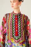 Rajdeep Ranawat_Multi Color Silk Embroidery Bandeau Neck Gayatri Floral Pattern Tunic_at_Aza_Fashions