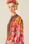 Shop_Rajdeep Ranawat_Coral Silk Printed Spread Collar Bijli Full Sleeve Shirt  _Online_at_Aza_Fashions