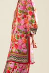 Buy_Rajdeep Ranawat_Coral Silk Printed Flower Band Collar Reza Kurta  