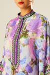 Rajdeep Ranawat_Purple Silk Embroidery Bandeau Neck Chanel Flower Print Top_at_Aza_Fashions