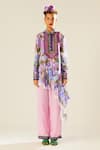 Rajdeep Ranawat_Purple Silk Embroidery Collared Bijli Floral Print Shirt _Online_at_Aza_Fashions
