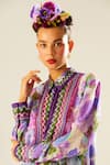 Rajdeep Ranawat_Purple Silk Embroidery Collared Bijli Floral Print Shirt _at_Aza_Fashions