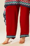 Shop_Rajdeep Ranawat_Red Satin Plain Paloma Straight Printed Hem Pant  _Online_at_Aza_Fashions