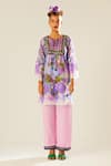 Rajdeep Ranawat_Purple Satin Plain Paloma Pastel Pant  _Online_at_Aza_Fashions