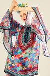Rajdeep Ranawat_Blue Silk Floral Band Nylla Pattern Tunic  _at_Aza_Fashions