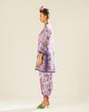 Buy_Rajdeep Ranawat_Purple Silk Printed Flower Band Collar Reza Kurta  _Online_at_Aza_Fashions