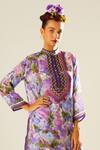 Buy_Rajdeep Ranawat_Purple Silk Printed Flower Band Collar Reza Kurta  