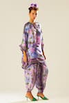 Buy_Rajdeep Ranawat_Purple Silk Floral Mandarin Collar Ramona Pattern Poncho Top  _Online_at_Aza_Fashions