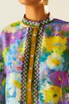 Buy_Rajdeep Ranawat_Multi Color Silk Printed Floral Band Collar Chanel Tunic  