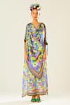 Rajdeep Ranawat_Multi Color Silk Floral Cowl Neck Montijo Kaftan Tunic  _Online_at_Aza_Fashions