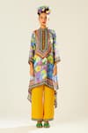 Rajdeep Ranawat_Yellow Satin Plain Paloma Straight Pant  _Online_at_Aza_Fashions