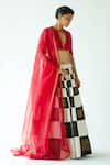 Buy_PRIYAL PRAKASH_Multi Color Raw Silk Embroidered Zari And Sequin Chess Board Pattern Lehenga Set _Online_at_Aza_Fashions