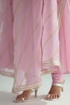 Buy_PRIYAL PRAKASH_Pink Anarkali Chanderi Embroidered Zari And Sequin Work Solid Set With Dupatta _Online_at_Aza_Fashions