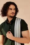 Buy_Seven_Green Cotton Satin Striped Just Aston Shirt_Online_at_Aza_Fashions
