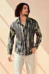 Buy_Seven_Grey Cotton Satin Tie-dye Miramar Shirt _Online_at_Aza_Fashions