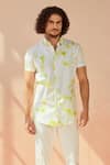 Seven_White Cotton Linen Blend Tie-dye Cosmic Dust Shirt _Online_at_Aza_Fashions