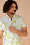 Shop_Seven_White Cotton Linen Blend Tie-dye Cosmic Dust Shirt _Online_at_Aza_Fashions