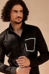 Buy_Seven_Black Cotton Satin Pocket Mock Shirt _Online_at_Aza_Fashions