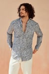 Shop_Seven_Grey Cotton Satin Printed Python Shirt _Online_at_Aza_Fashions