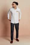 Seven_White Cotton Satin Printed Arcade Cuff Sleeve Shirt _Online_at_Aza_Fashions
