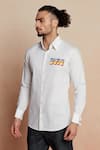 Buy_Seven_White Cotton Satin Printed Arcade Cuff Sleeve Shirt _Online_at_Aza_Fashions