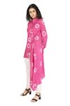 Shop_The Pot Plant Clothing_Pink Cotton Silk Shibori Draped Shirt Tunic_Online_at_Aza_Fashions