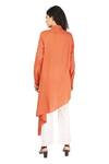 Shop_The Pot Plant Clothing_Orange Cotton Silk Bandhani Print Draped Shirt Tunic_at_Aza_Fashions