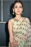 Buy_Nikasha_Green Cotton Silk Round Floral Print Saree With Blouse For Women_at_Aza_Fashions