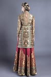 Shop_Abhishek Gupta_Black Raw Silk Embroidery Band Collar Jacket And Lehenga Set _at_Aza_Fashions