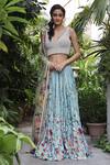 Buy_Geisha Designs_Blue Printed Lehenga Set _at_Aza_Fashions