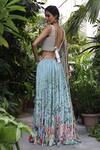Shop_Geisha Designs_Blue Printed Lehenga Set _at_Aza_Fashions