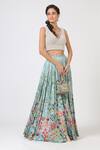 Geisha Designs_Blue Printed Lehenga Set _Online_at_Aza_Fashions