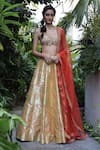 Buy_Geisha Designs_Orange Brocade Lehenga Set_at_Aza_Fashions