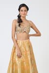 Shop_Geisha Designs_Orange Brocade Lehenga Set_Online_at_Aza_Fashions