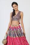 Geisha Designs_Pink Brocade Bridal Lehenga Set _at_Aza_Fashions