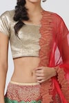 Geisha Designs_Multi Color Brocade Lehenga Set _at_Aza_Fashions