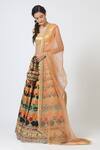 Geisha Designs_Multi Color Brocade Lehenga Set _Online_at_Aza_Fashions