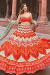Buy_Geisha Designs_Orange Printed Lehenga Set _at_Aza_Fashions