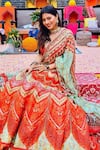 Buy_Geisha Designs_Orange Printed Lehenga Set _Online_at_Aza_Fashions