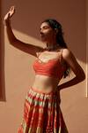 Shop_Geisha Designs_Orange Printed Lehenga Set _Online_at_Aza_Fashions