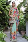 Buy_Geisha Designs_Green Printed Saree With Blouse  _at_Aza_Fashions