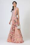 Buy_Geisha Designs_Pink Printed Lehenga Saree With Blouse  _at_Aza_Fashions