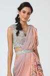 Shop_Geisha Designs_Pink Printed Lehenga Saree With Blouse  _Online_at_Aza_Fashions