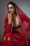 Rashi Jain_Red Viscose Georgette Hand Embroidered Sequin And Zari Work Raag Lehenga Set _at_Aza_Fashions