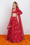 Buy_Rashi Jain_Red Viscose Georgette Hand Embroidered Sequin And Zari Work Raag Lehenga Set _at_Aza_Fashions