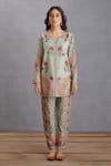Torani_Green Silk, Silk Pant Voile, Kurta Jaituni Osha Set _Online_at_Aza_Fashions