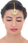 Shop_Posh By Rathore_Gold Plated Kundan Floral Motif Maangtikka _at_Aza_Fashions