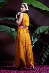 Shop_Yogita Kadam_Yellow Floral Print Cowl Dress _at_Aza_Fashions